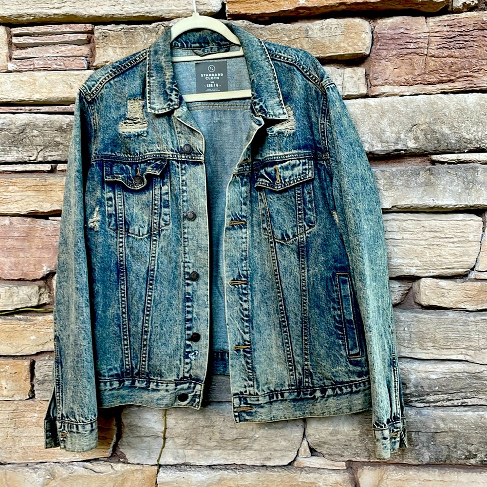 Men jean distressed jacket